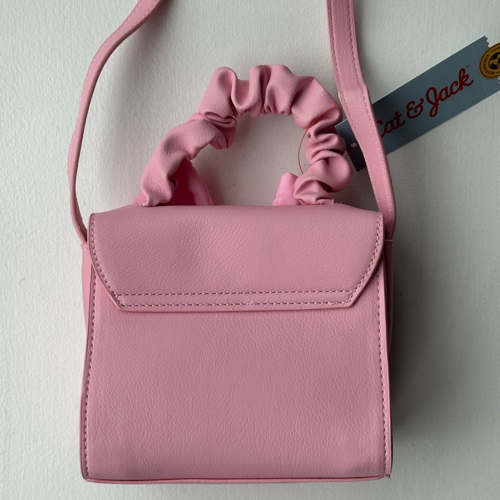 NEW Cat & Jack Girls' Pink Bow Top Handle Crossbody Bag - Picture 5 of 9